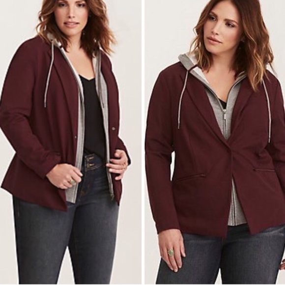 torrid Jackets & Blazers - FINAL PRICE Torrid Wine Tasting Layer Hoodi Blazer